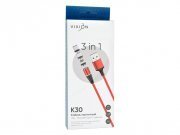 Кабель VIXION K30 магнитный для Apple (USB - Lightning/micro-USB/Type-C) красный — 2