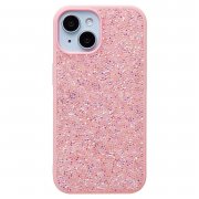 Чехол-накладка - PC071 POSH SHINE для Apple iPhone 15 россыпь кристаллов (231604) (розовая) — 1